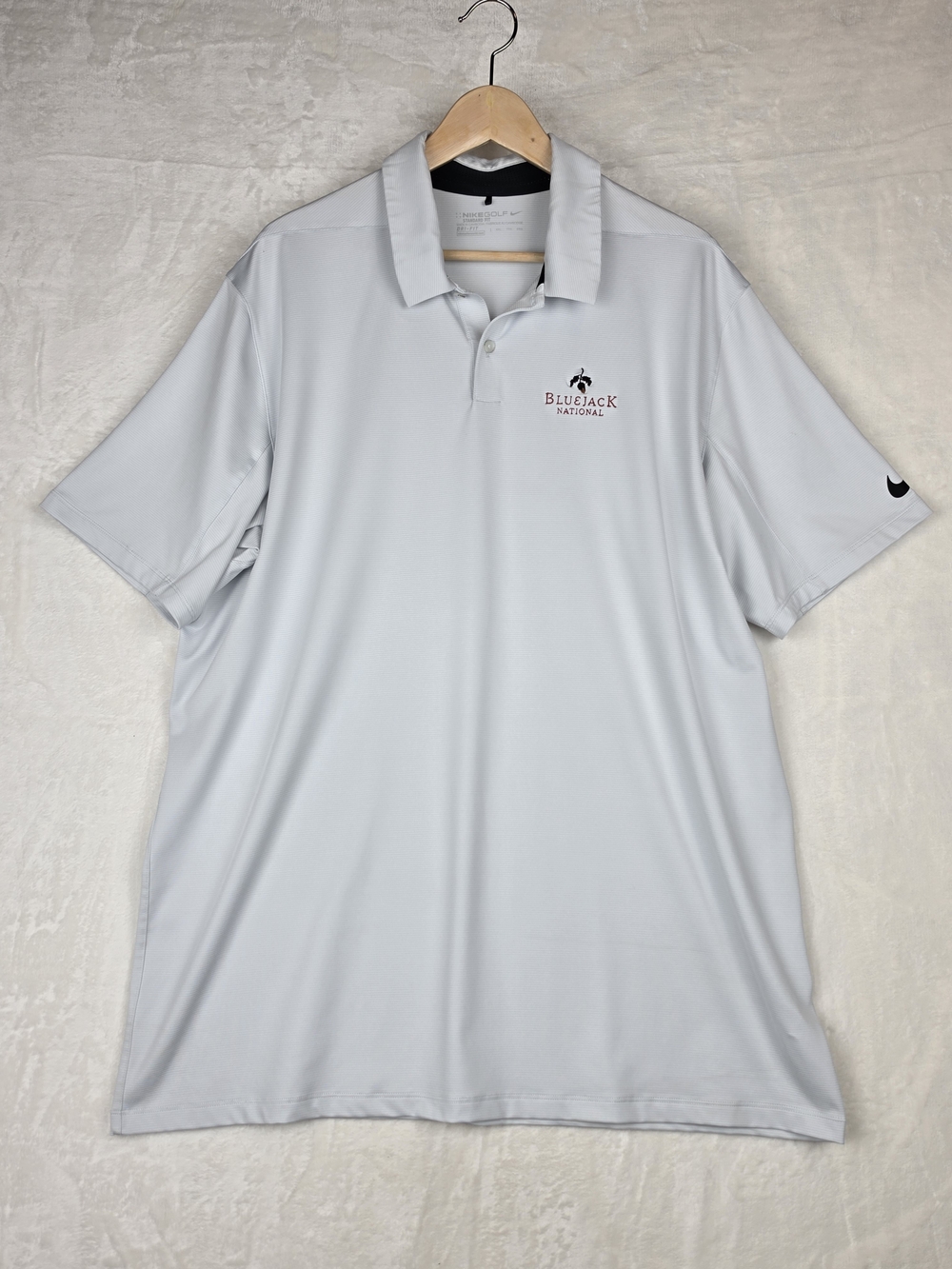 Nike Golf Dri-Fit Polo 2XL Bluejack National Tiger Woods Course Logo Gray